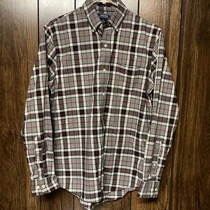 Lands End Men’s Small Black/grey/white with red detail long sleeve shirt